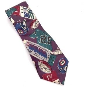 Super Bowl Football jerseys helmets footballs print‎ silk tie sports